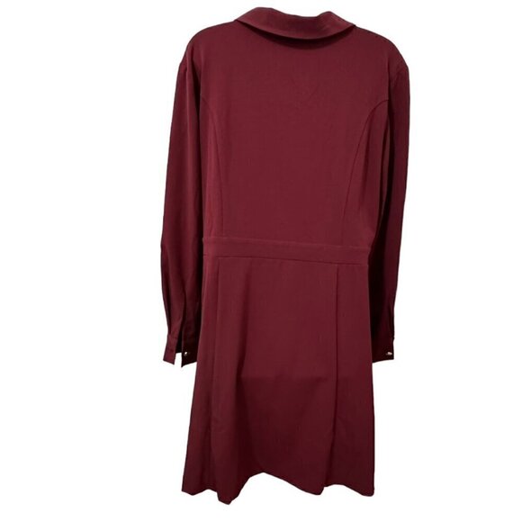 HALOGEN Womens Button Front Long Sleeve Shirtdress Maroon Size L NEW - Picture 3 of 6